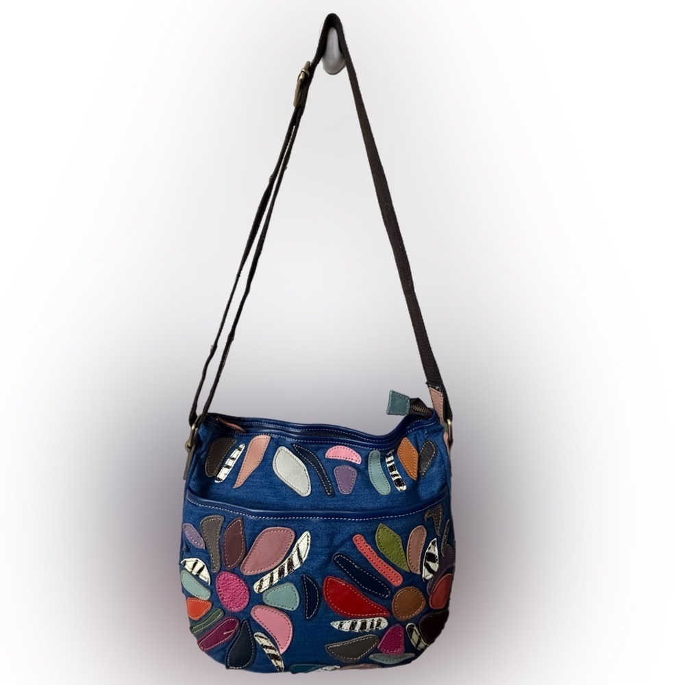 Ameri Leather Multicolor Striped Crossbody Bag - Picture 2 of 11